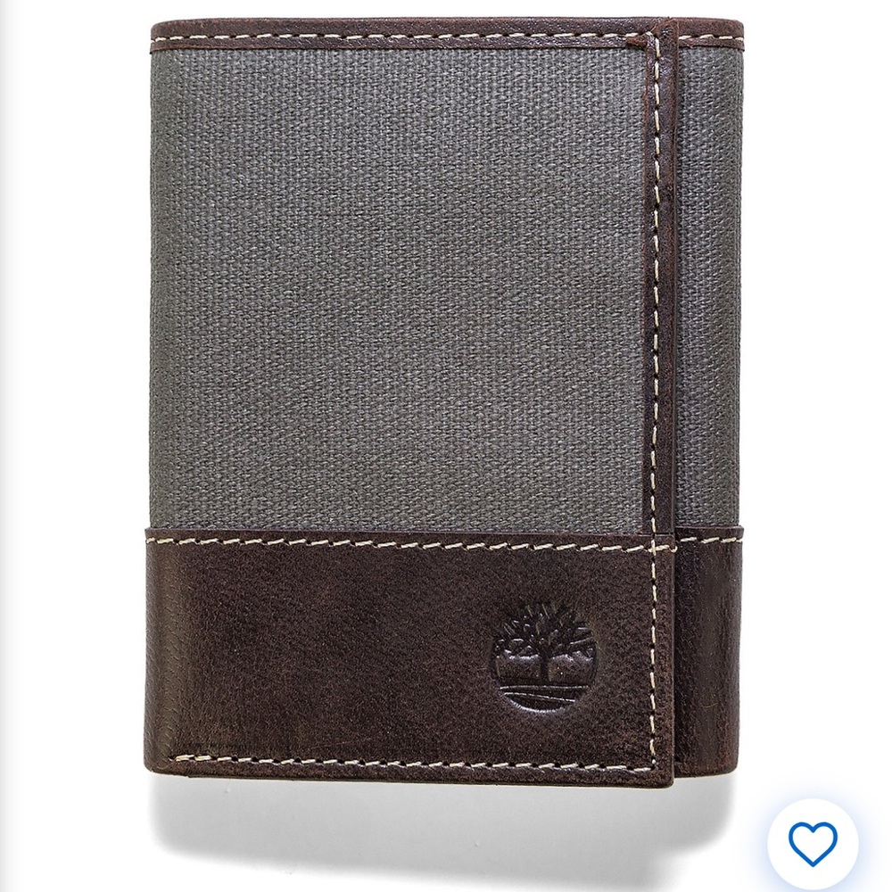 Timberland Men's Baseline Canvas and Genuine Leather Trifold Wallet NWT
